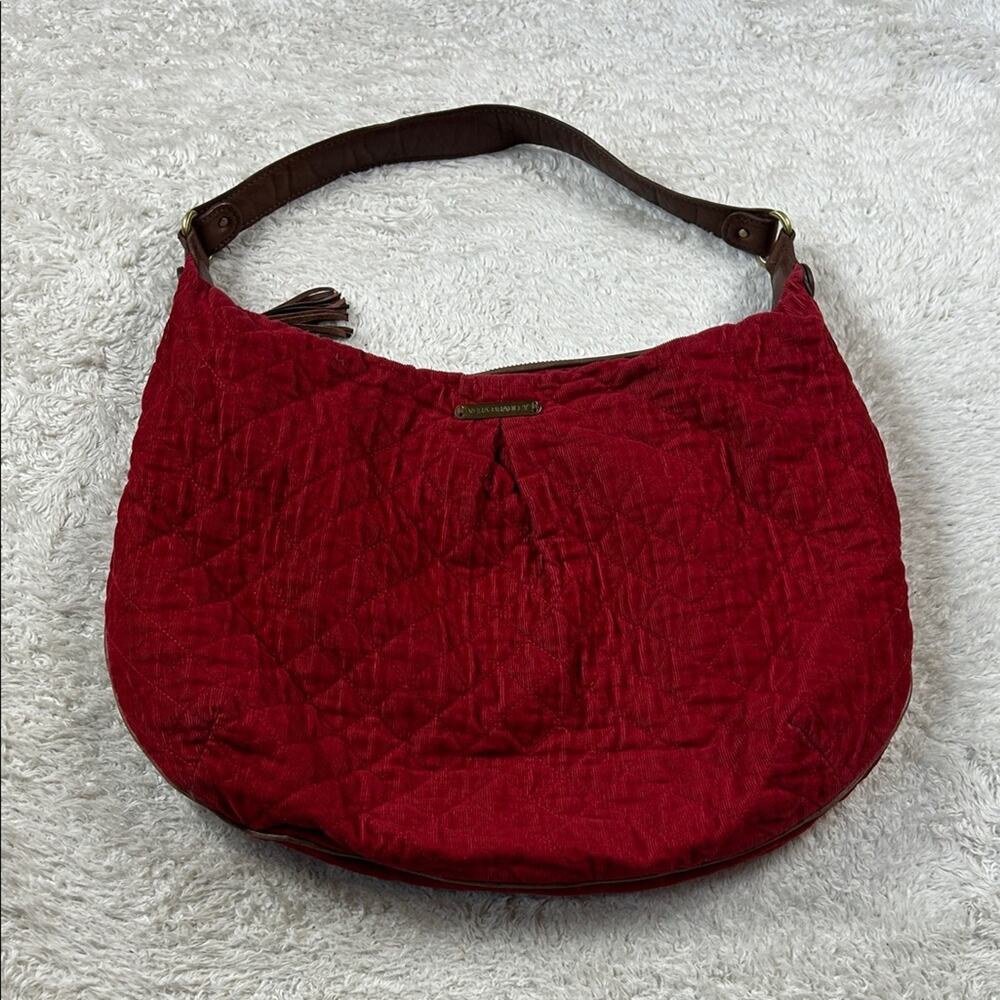 Vera Bradley Large quilted red corduroy hobo shoulder bag